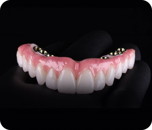 A row of dental implants